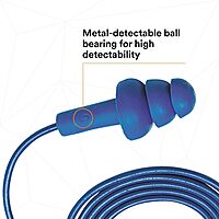 3M E-A-R UltraFit Earplugs 340-4007, Metal Detectable, Corded, Poly Bag, 400 Pair/Case