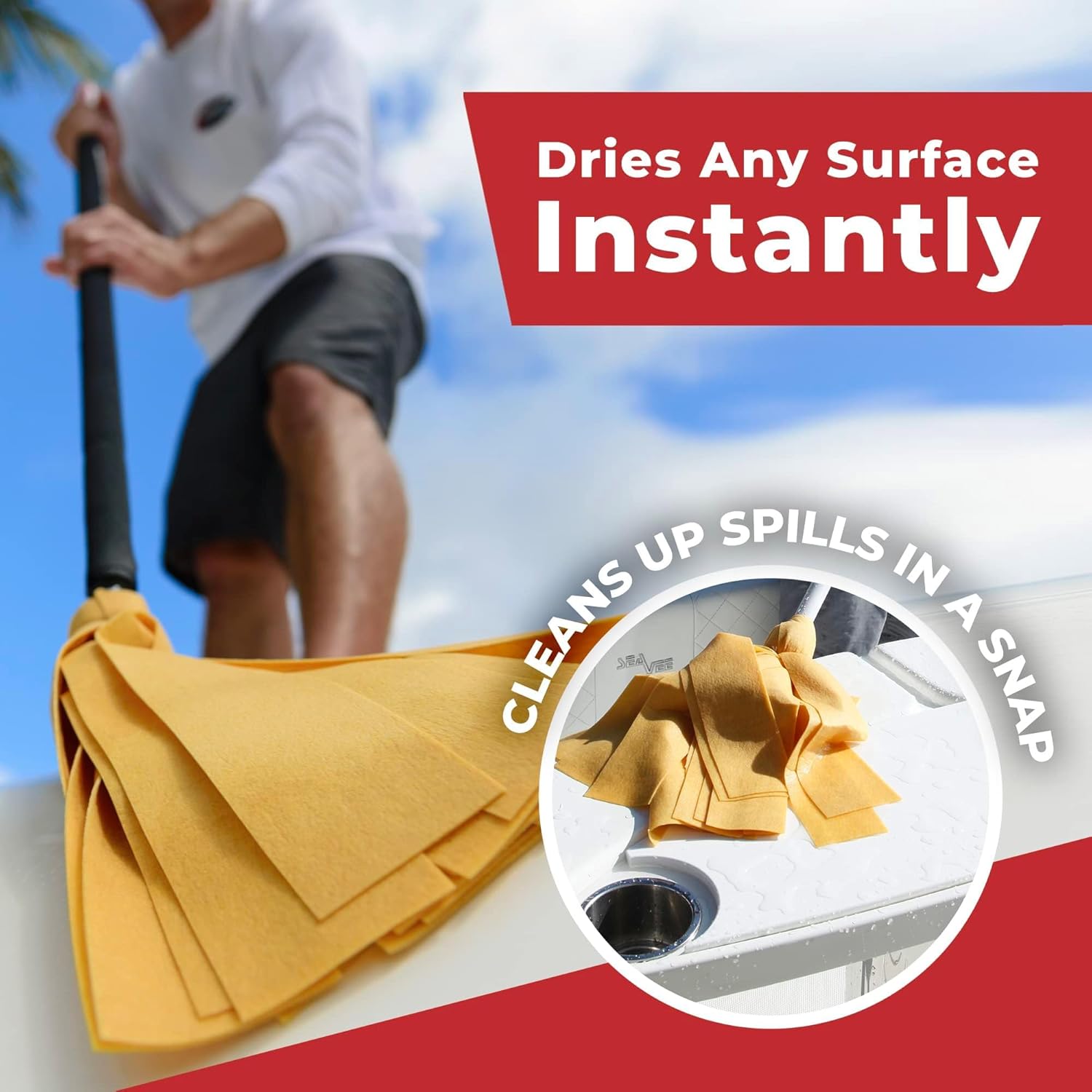 SHURHOLD Deluxe Water Sprite Chamois Heavy Duty Mop with Highly Absorbent 2 7/8" Wide PVA Strips