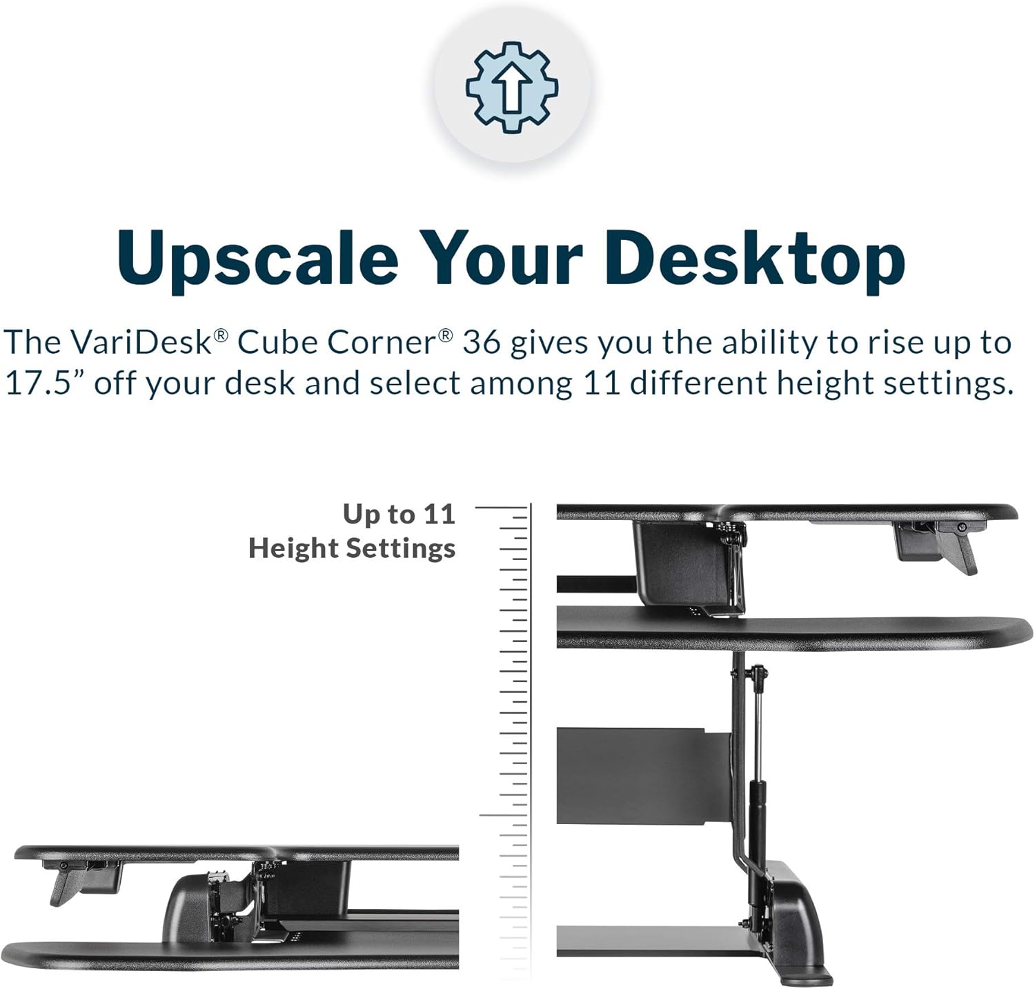 Vari - VariDesk Cube Corner 36 - Cubicle Standing Desk Converter for Dual Monitors