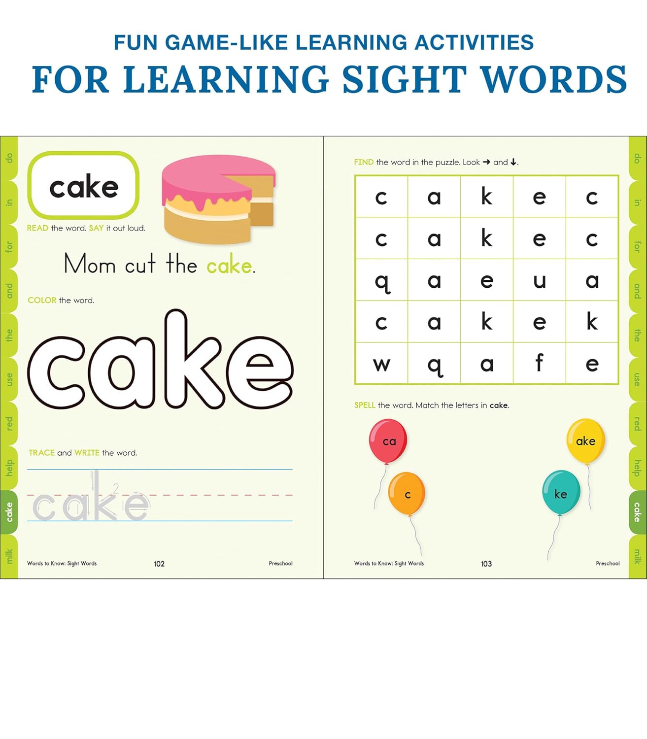 Words to Know Sight Words Preschool Workbook—Reading Activities, Games, Puzzles, Flash Cards
