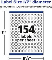Avery Glossy Clear Round Labels, Sure Feed Technology, 0.5" Diameter, Print-to-The-Edge, Laser/Inkjet Printable