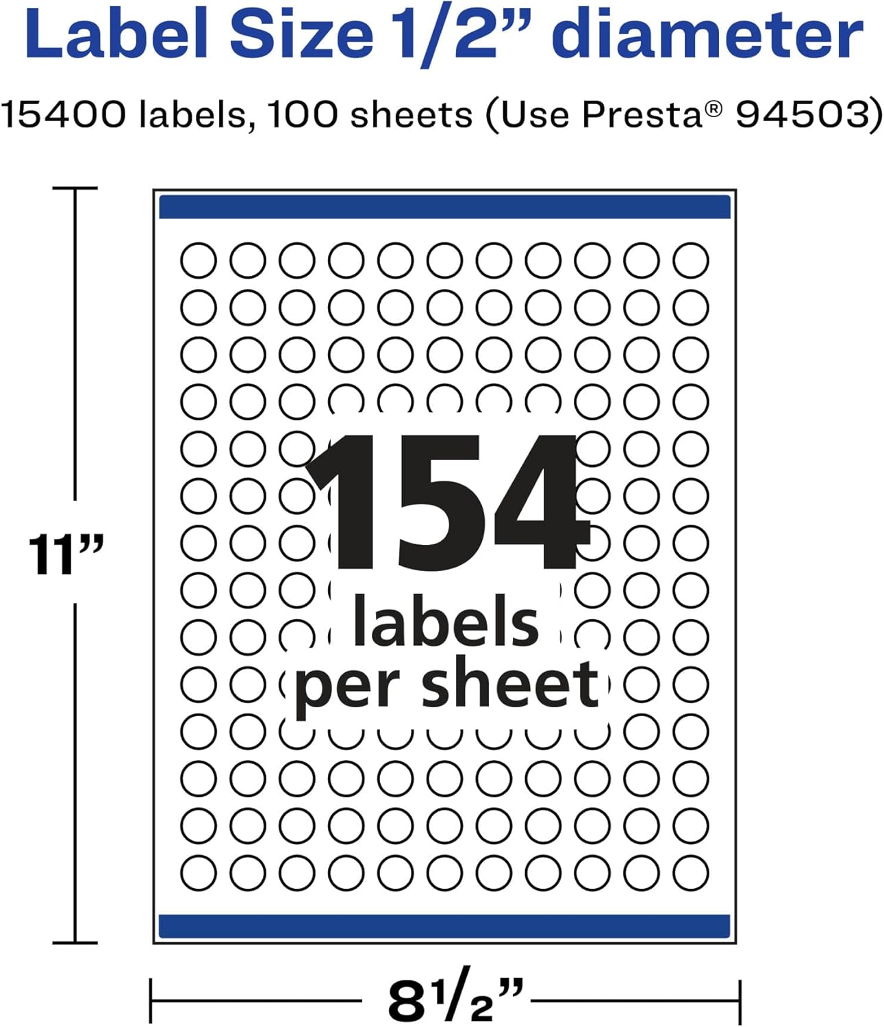 Avery Glossy Clear Round Labels, Sure Feed Technology, 0.5" Diameter, Print-to-The-Edge, Laser/Inkjet Printable