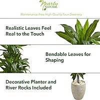 Nearly Natural 4ft. Dracaena Artificial Plant in Sand Colored Planter (Real Touch), Green