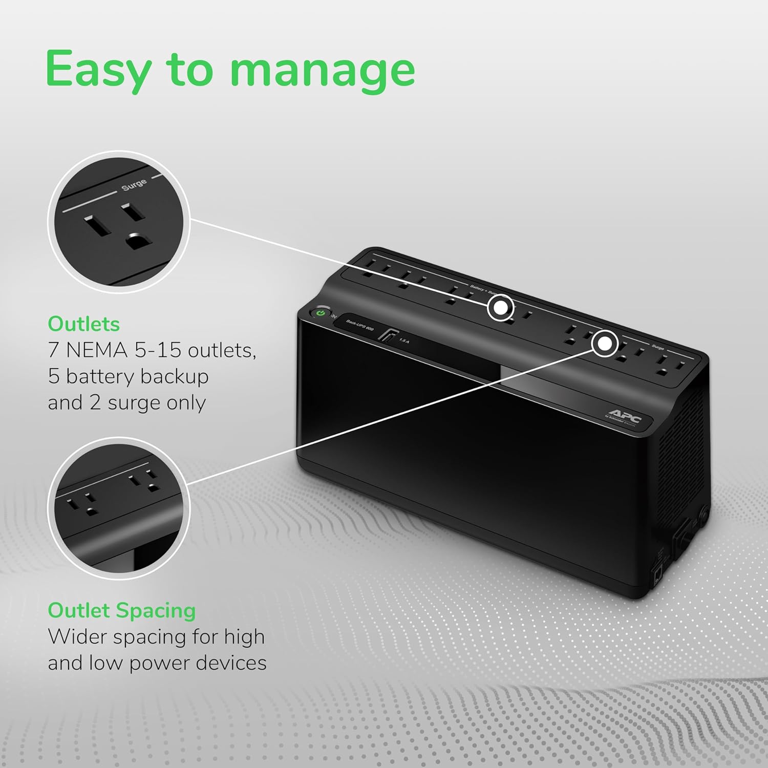 APC Back-UPS Battery Backup and Surge Protector UPS