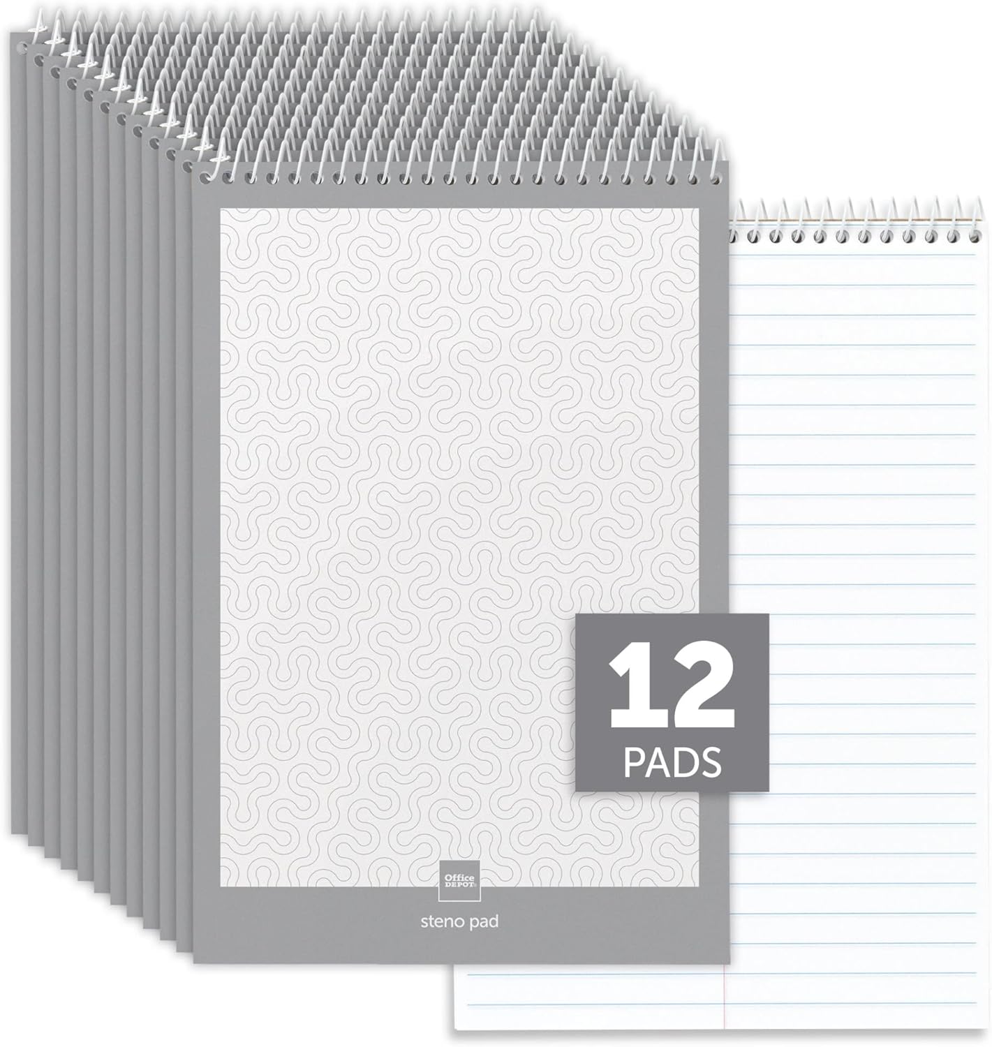 Office Depot(R) Steno Books, 6in. x 9in., Gregg Ruled, 70 Sheets, White, Pack Of 12