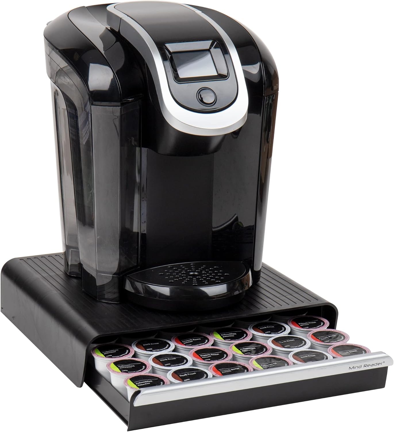 Mind Reader Single Serve Coffee Pod Drawer, 36 Pod Capacity, Countertop Organizer, Breakroom, 12.75"L x 13"W x 3"H, Black