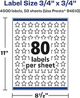 Avery Matte White Star Labels, Sure Feed Technology, 3/4" x 3/4"