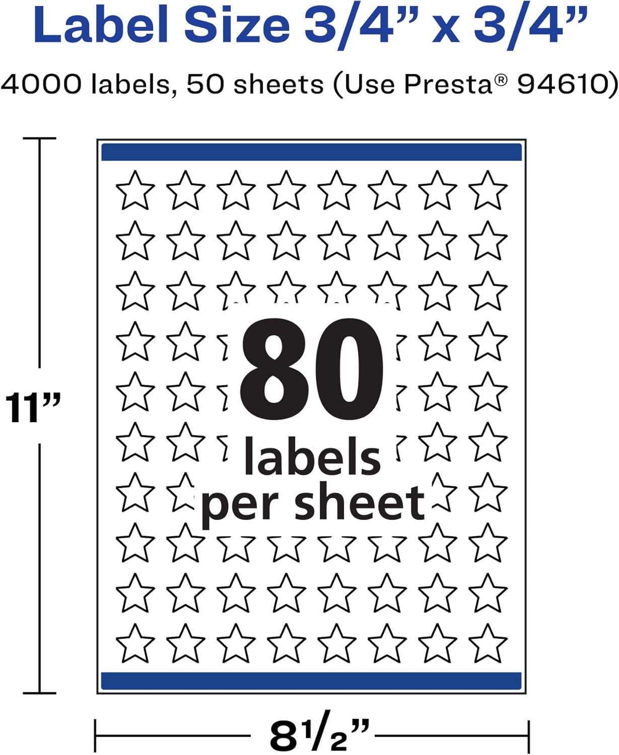 Avery Matte White Star Labels, Sure Feed Technology, 3/4" x 3/4"