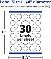 Avery Matte White Round Labels, Sure Feed Technology, 1.25" Diameter
