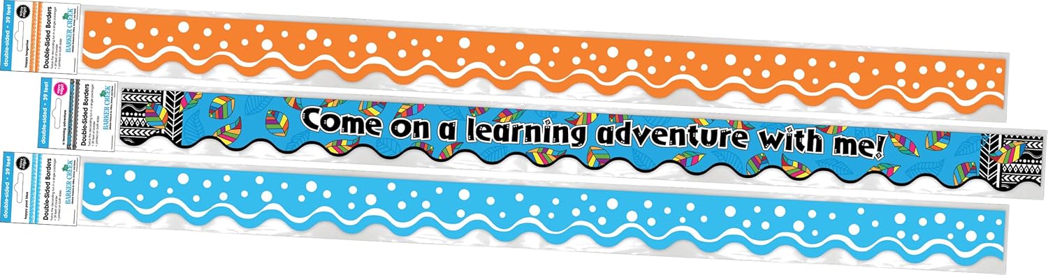Barker Creek Double-Sided Scalloped Edge Border, Learning Adventure, Trim Out Bulletin Boards and Create Colorful Displays