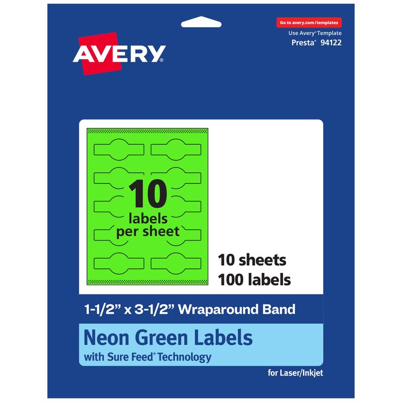Avery Printable Wraparound Band Labels, Sure Feed Technology