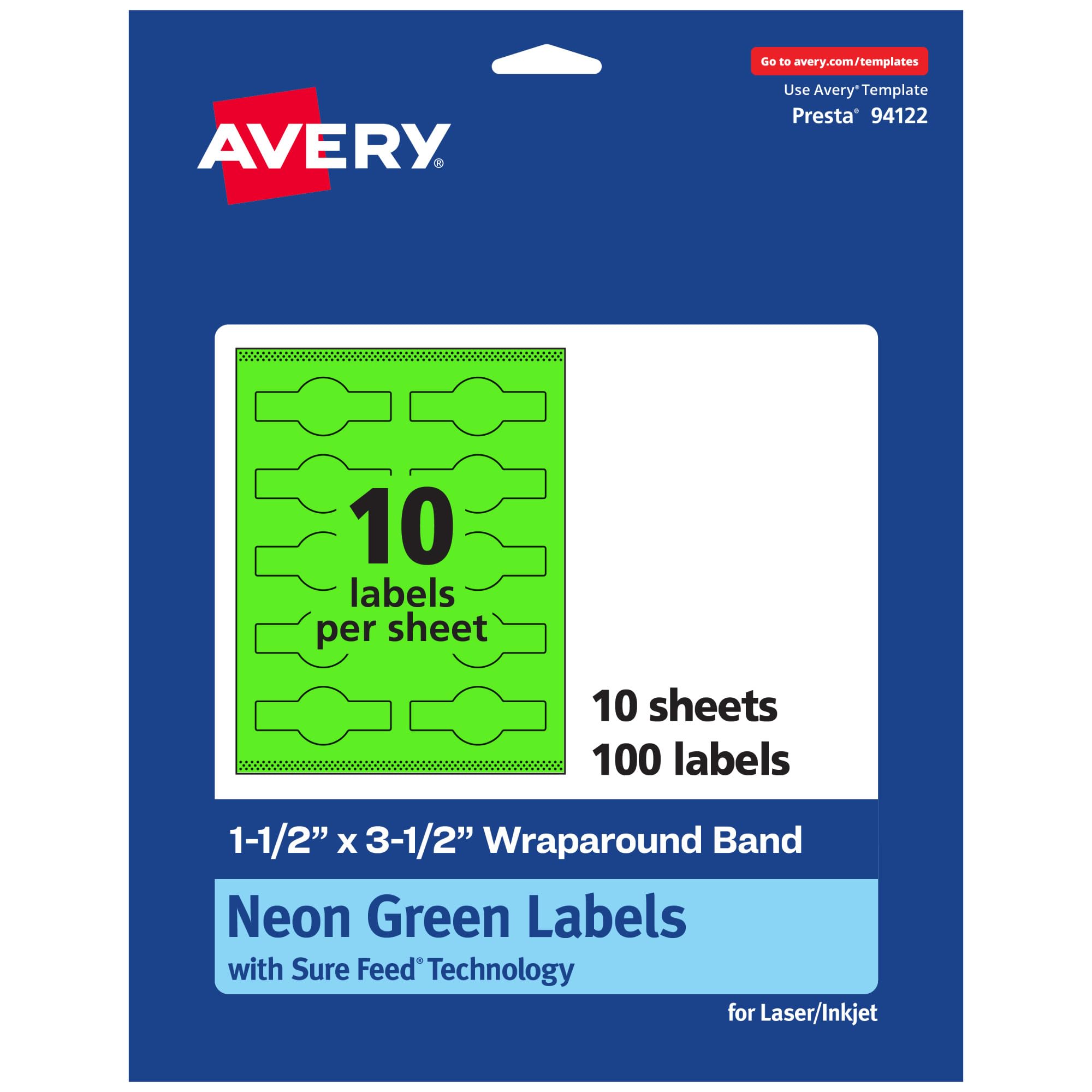 Avery Printable Wraparound Band Labels, Sure Feed Technology