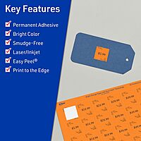 Avery Printable Square Labels, Sure Feed Technology, 3/4" x 3/4", Bright Orange, Print-to-The-Edge, Laser/Inkjet
