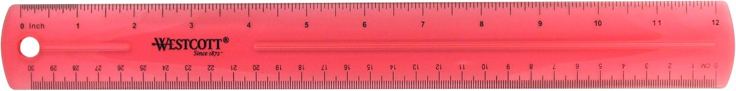 Westcott Jeweltone Plastic Ruler, 12 Inch, Assorted Transparent Colors (12975), Clear