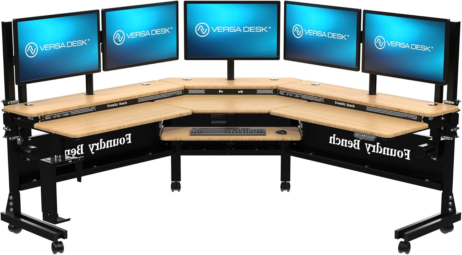 VERSADESK® Foundry Bench 80" x 80" Extra Wide L-Shaped Split-Level Corner Standing Desk | Electric Height Adjustable. 1"