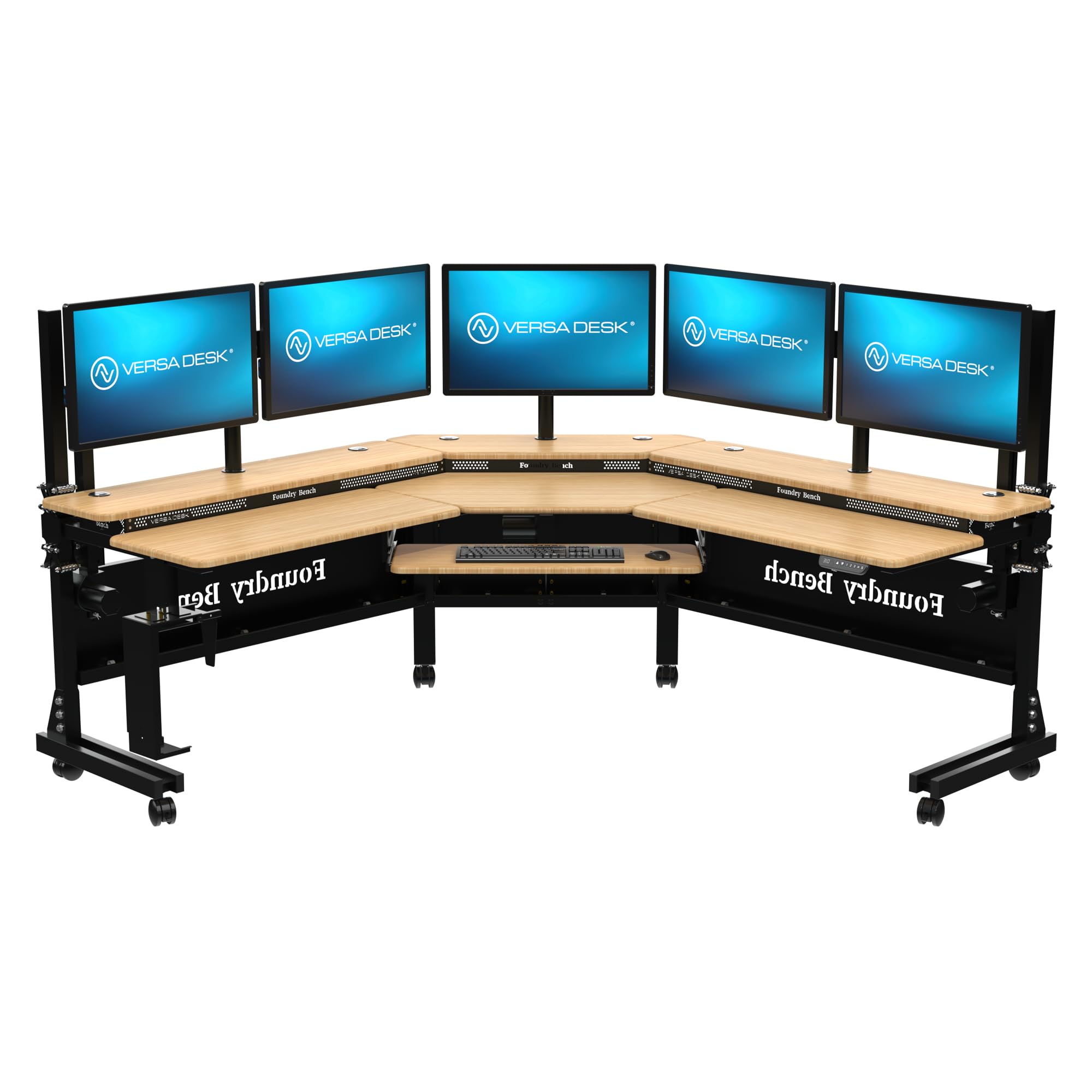 VERSADESK® Foundry Bench 80" x 80" Extra Wide L-Shaped Split-Level Corner Standing Desk | Electric Height Adjustable. 1"
