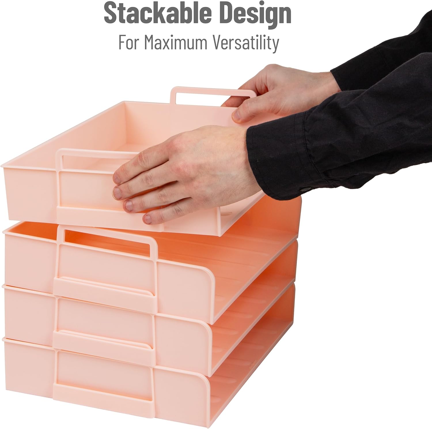 MIND READER Stackable Paper Trays Desktop Organizer Letter-Size