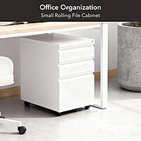 Mount-It! 3 Drawer Mobile File Cabinet with Lock and Wheels