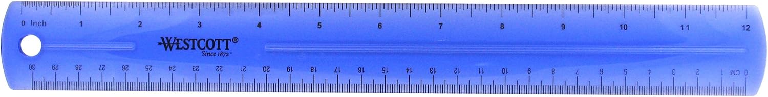 Westcott Jeweltone Plastic Ruler, 12 Inch, Assorted Transparent Colors (12975), Clear
