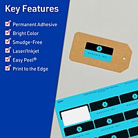 Avery Printable Rectangle Labels, Sure Feed Technology, 3/4" x 3-1/2", Bright Blue