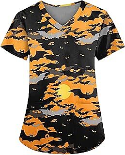 Scrub Tops Mujeres Halloween Estampado 2025 Scrub Tops Mujeres Halloween Estampado 2025