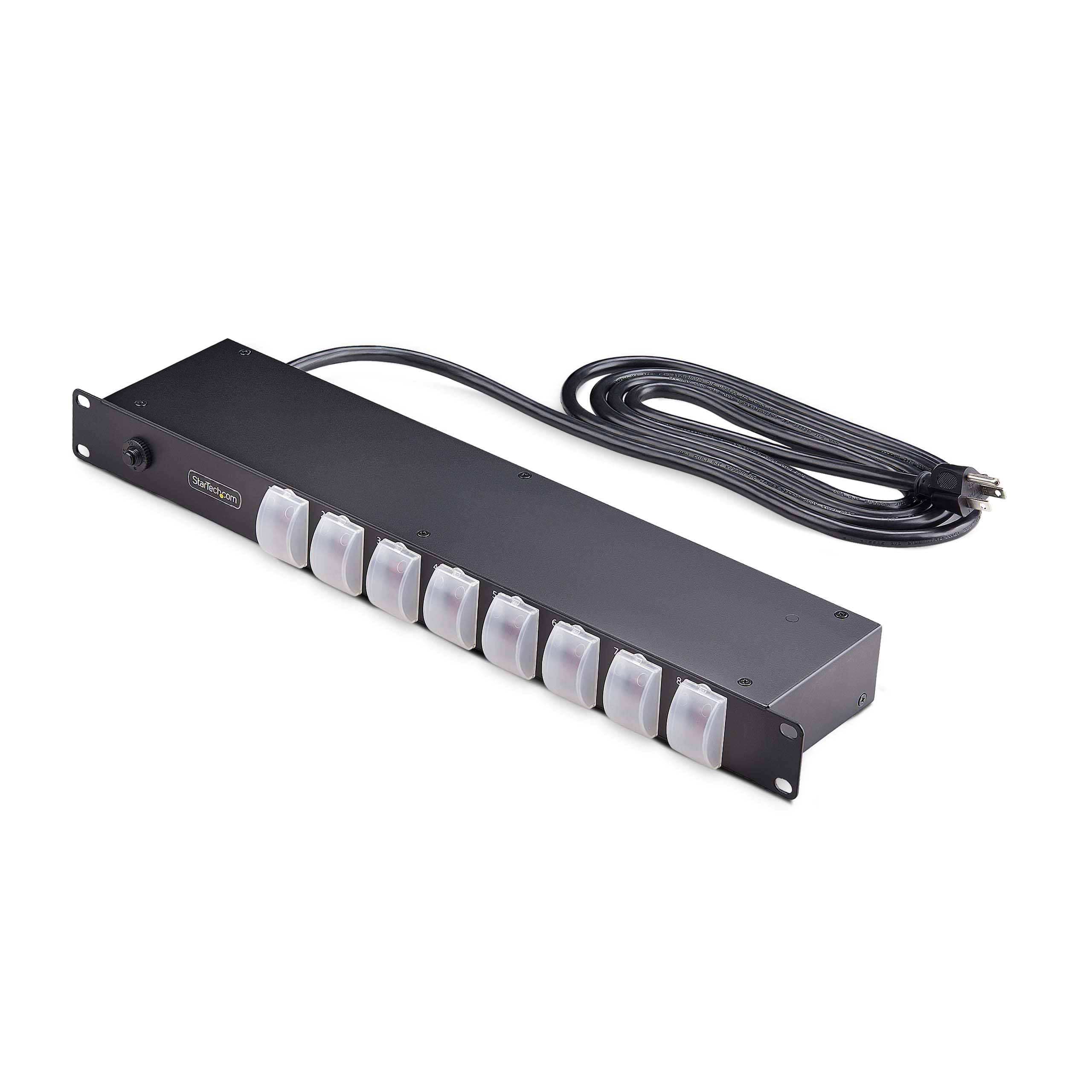 StarTech.com 8-Outlet Horizontal Rack Mount PDU, 1U Power Strip, Outlet On/Off Switches, 15A Breaker