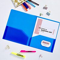 Avery Translucent Two Pocket Folder, Water Resistant, Holds up to 20 Sheets, 1 Blue Folder (47811) (Pack of 2) Translucent Blue 1 Count (Pack of 2)