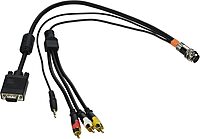 C2G Legrand RapidRun 3.5mm Flying Lead, RCA Flying Lead, Black Multi-Format Flying Lead with 15 Pin HD D-Sub