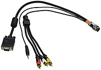C2G Legrand RapidRun 3.5mm Flying Lead, RCA Flying Lead, Black Multi-Format Flying Lead with 15 Pin HD D-Sub