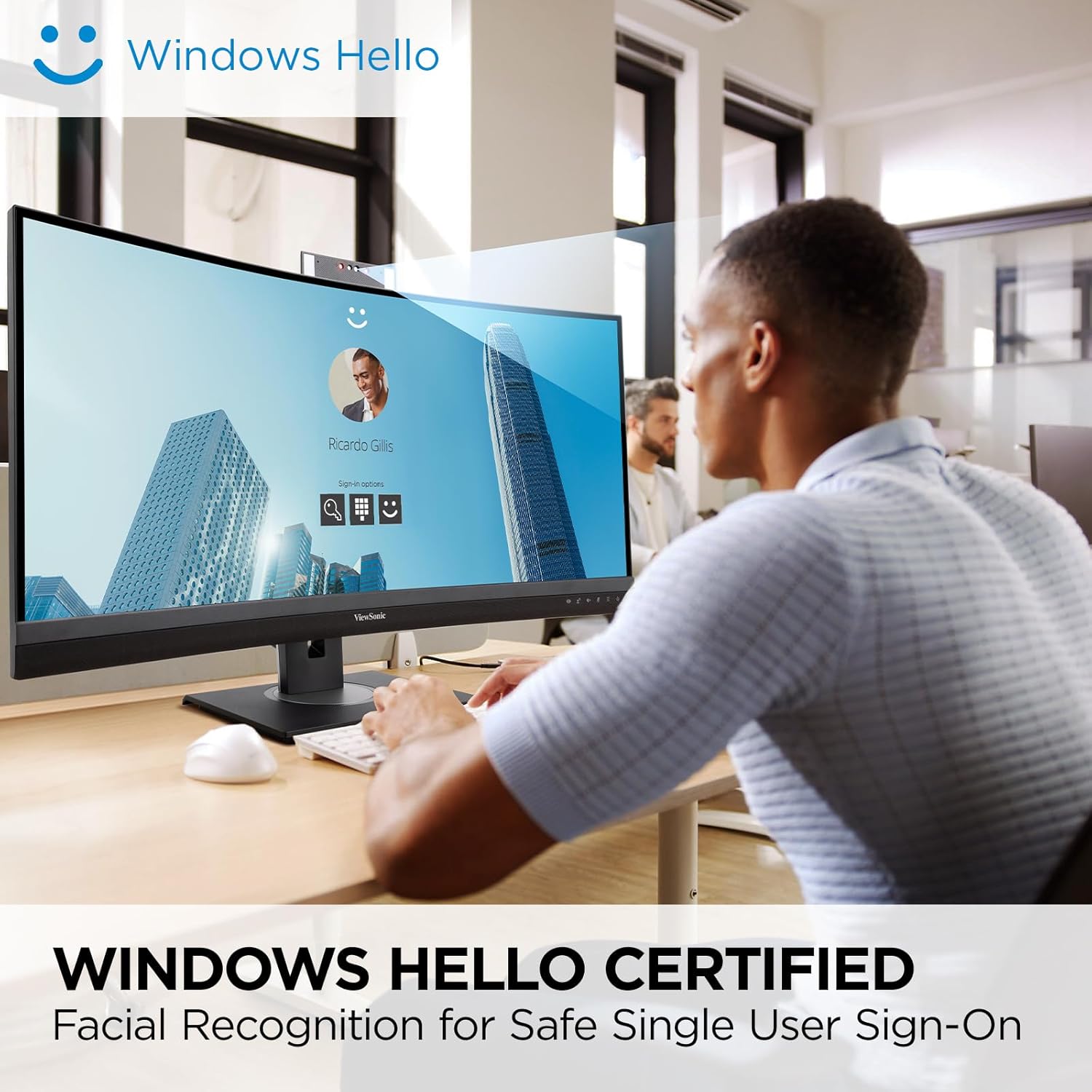ViewSonic Video Conferencing Docking Monitor with Windows Hello Compatible IR Webcam