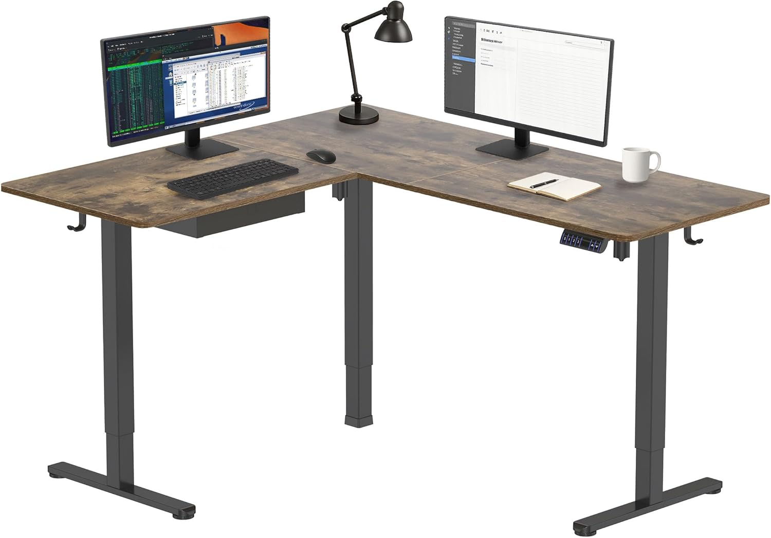 Mount-It! L Shaped Electric Standing Desk - Large Adjustable Corner Sit-Stand Desk