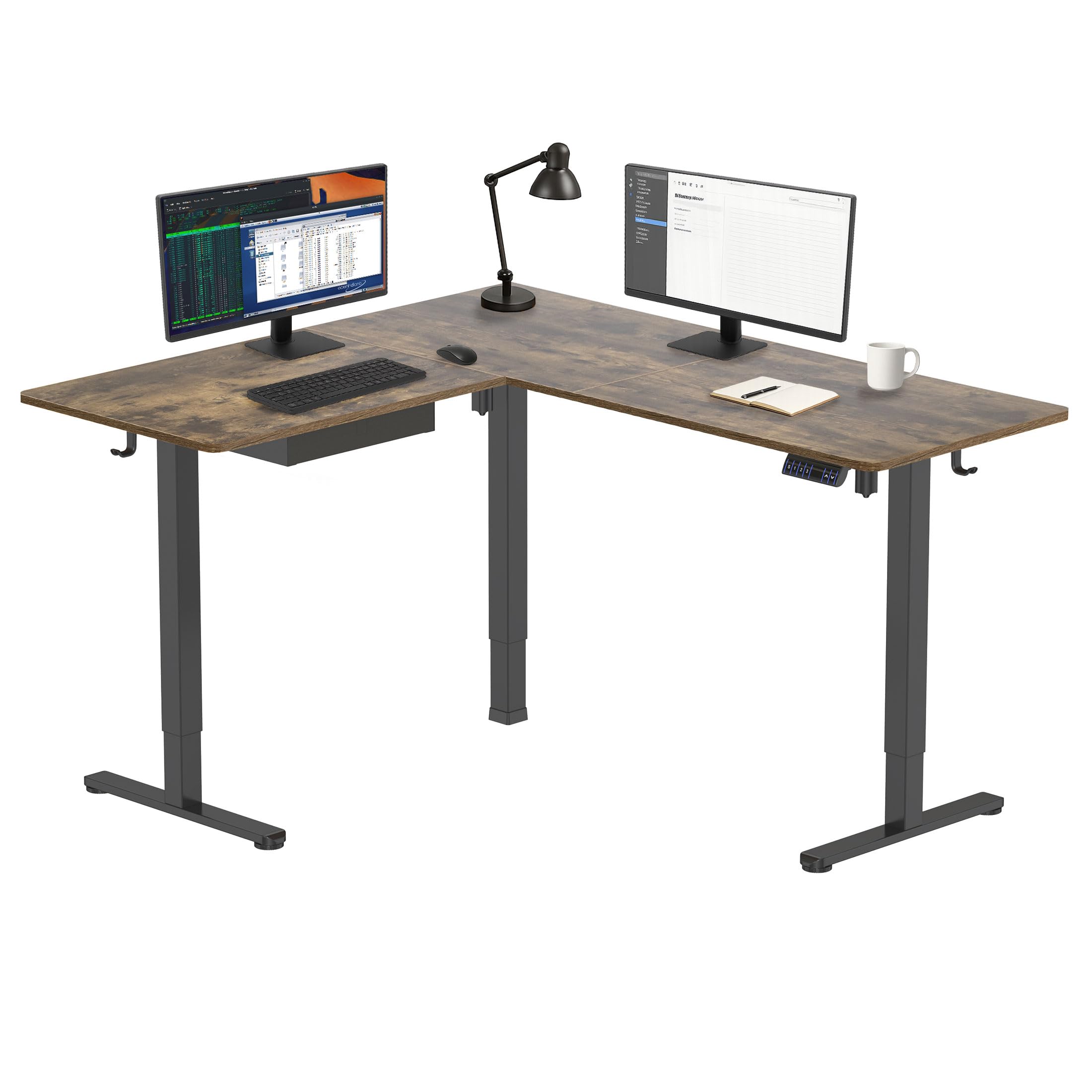 Mount-It! L Shaped Electric Standing Desk - Large Adjustable Corner Sit-Stand Desk