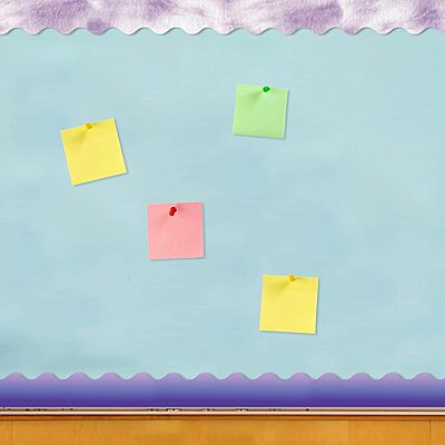 BARKER CREEK Double-Sided Scalloped Border Set of 4, Tie-Dye and Ombré, Multi-Design, 39' Each of 4 Designs, Blue, Lime, Purple, and Pink Colors, Total of 156' of Double-Sided Border in Set (4327)