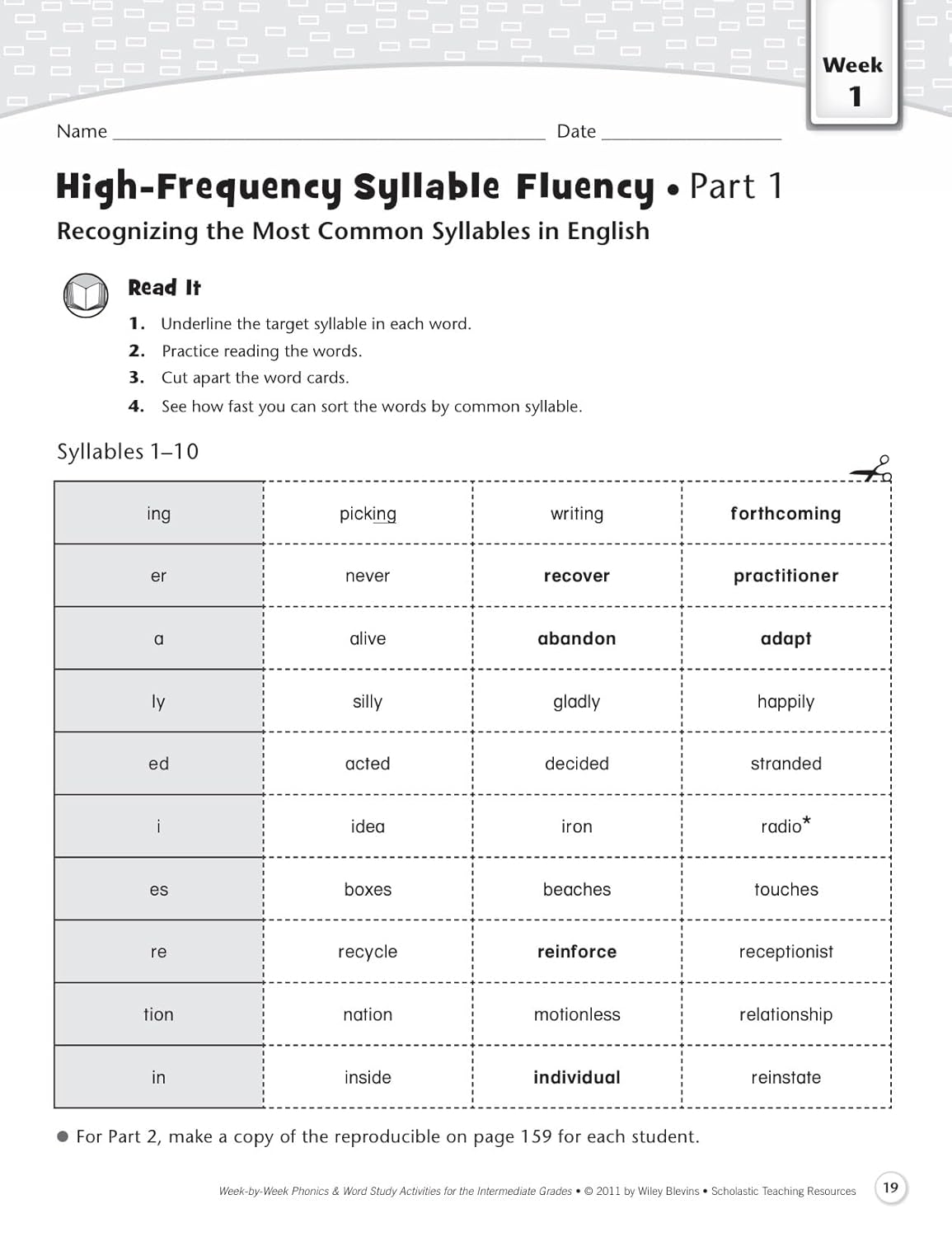 Scholastic Week By Week Phonics and Word Study for the Intermediate Grades, Grades 3-6