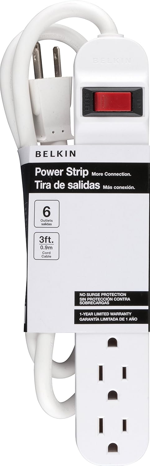 Belkin 6-Outlet Power Strip / Surge Protector, Slim