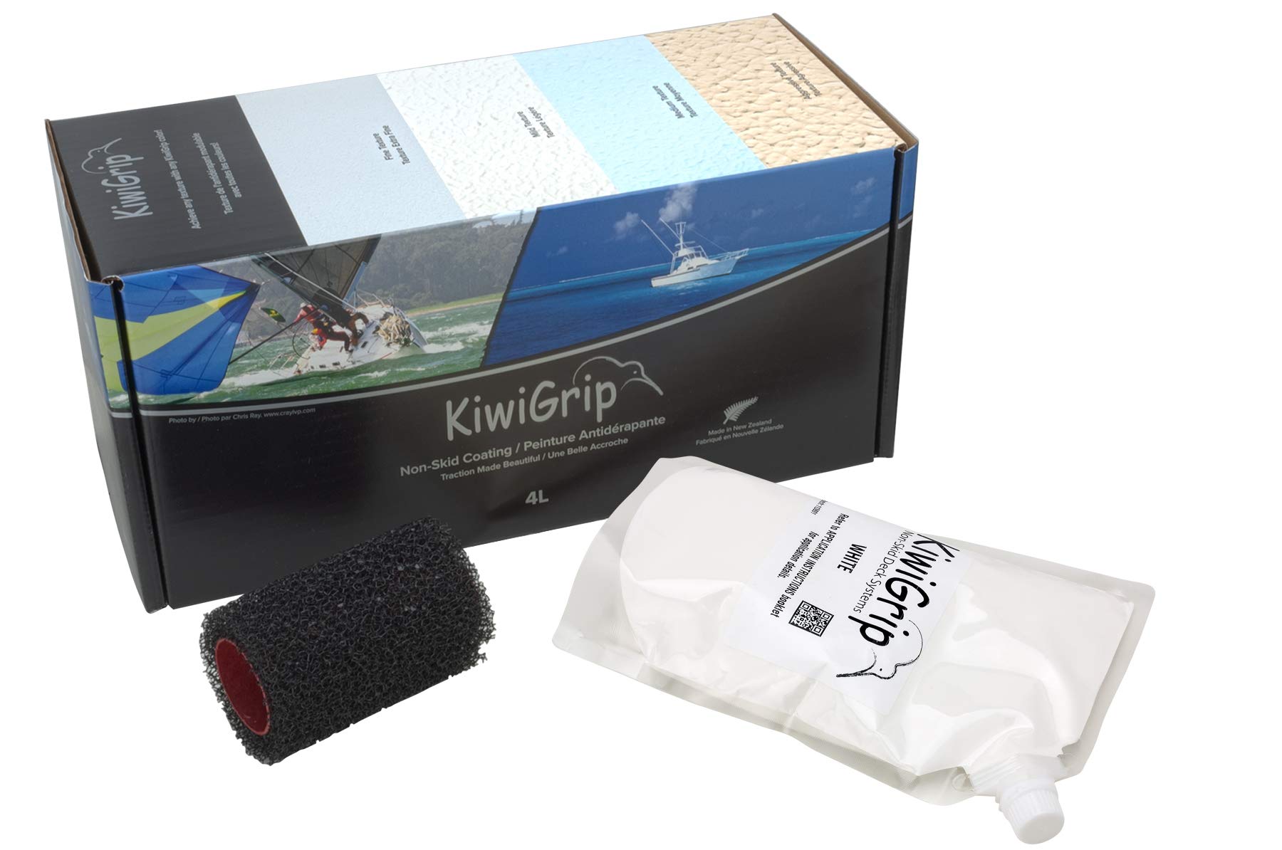 KiwiGrip 4L Non-Skid Coating White with 4-inch Roller