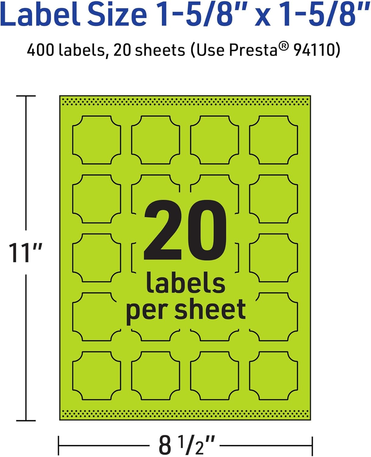 AVERY Printable Square Scalloped Labels, Sure Feed Technology