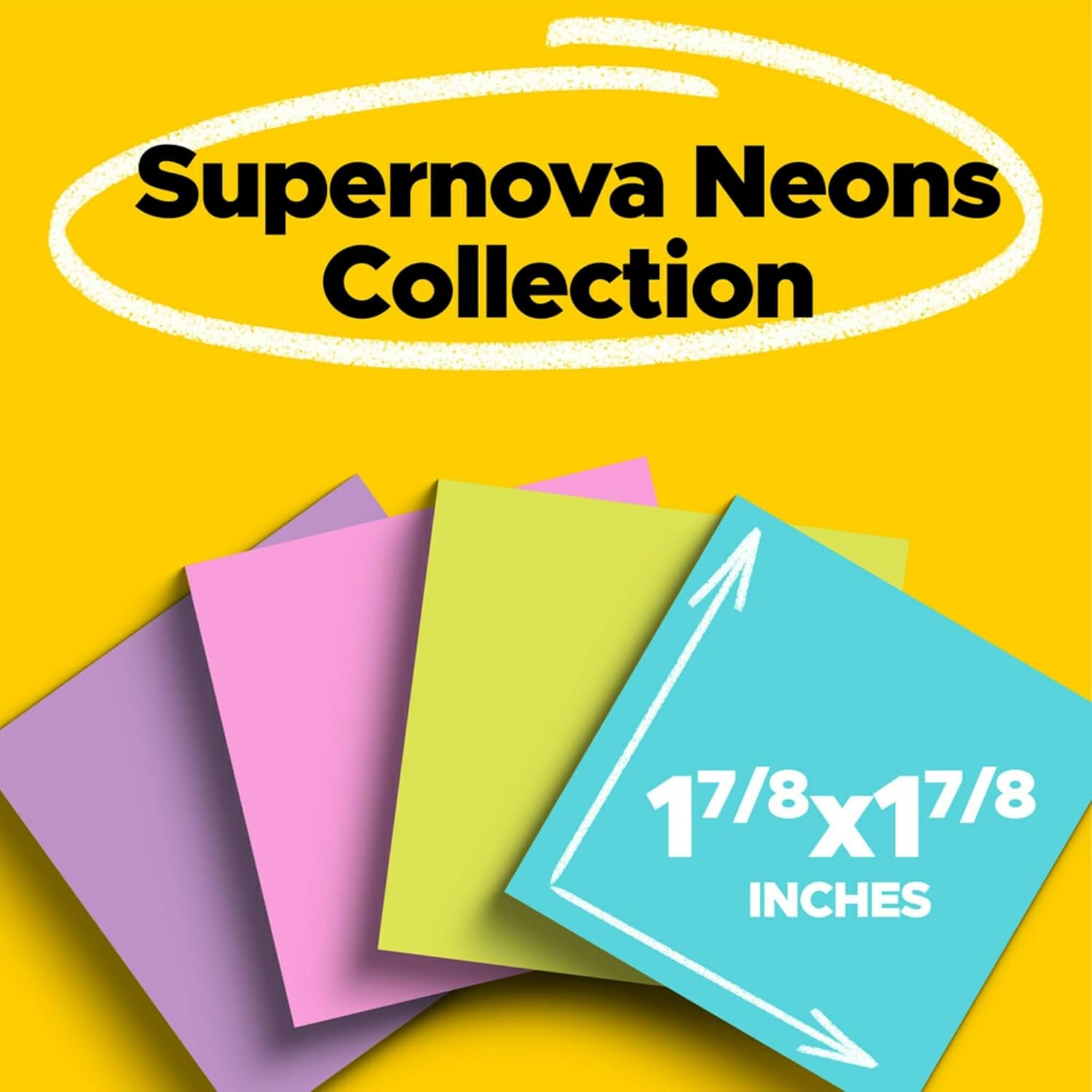 Post-it Super Sticky Notes, 18 Pads, 1 7/8 in x 1 7/8 in, 2x the Sticking Power, School Supplies and Office Products