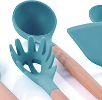 MegaChef 9-Piece Silicone and Wood Utensil Set with Ceramic Holder
