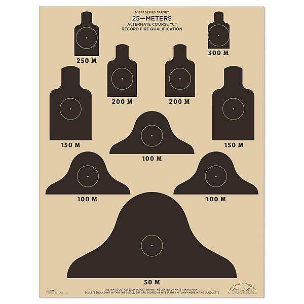 RITE IN THE RAIN 25 Meter ALT-C Qualification Targets (M16A1), 17" x 22"