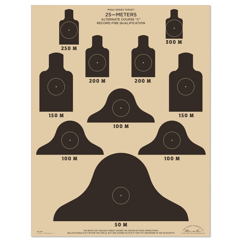 RITE IN THE RAIN 25 Meter ALT-C Qualification Targets (M16A1), 17" x 22"