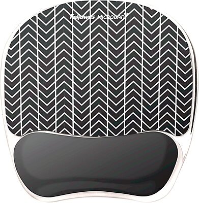 Fellowes Photo Gel Mouse Pad Wrist Rest with MICROBAN - Black Chevron (9549901)