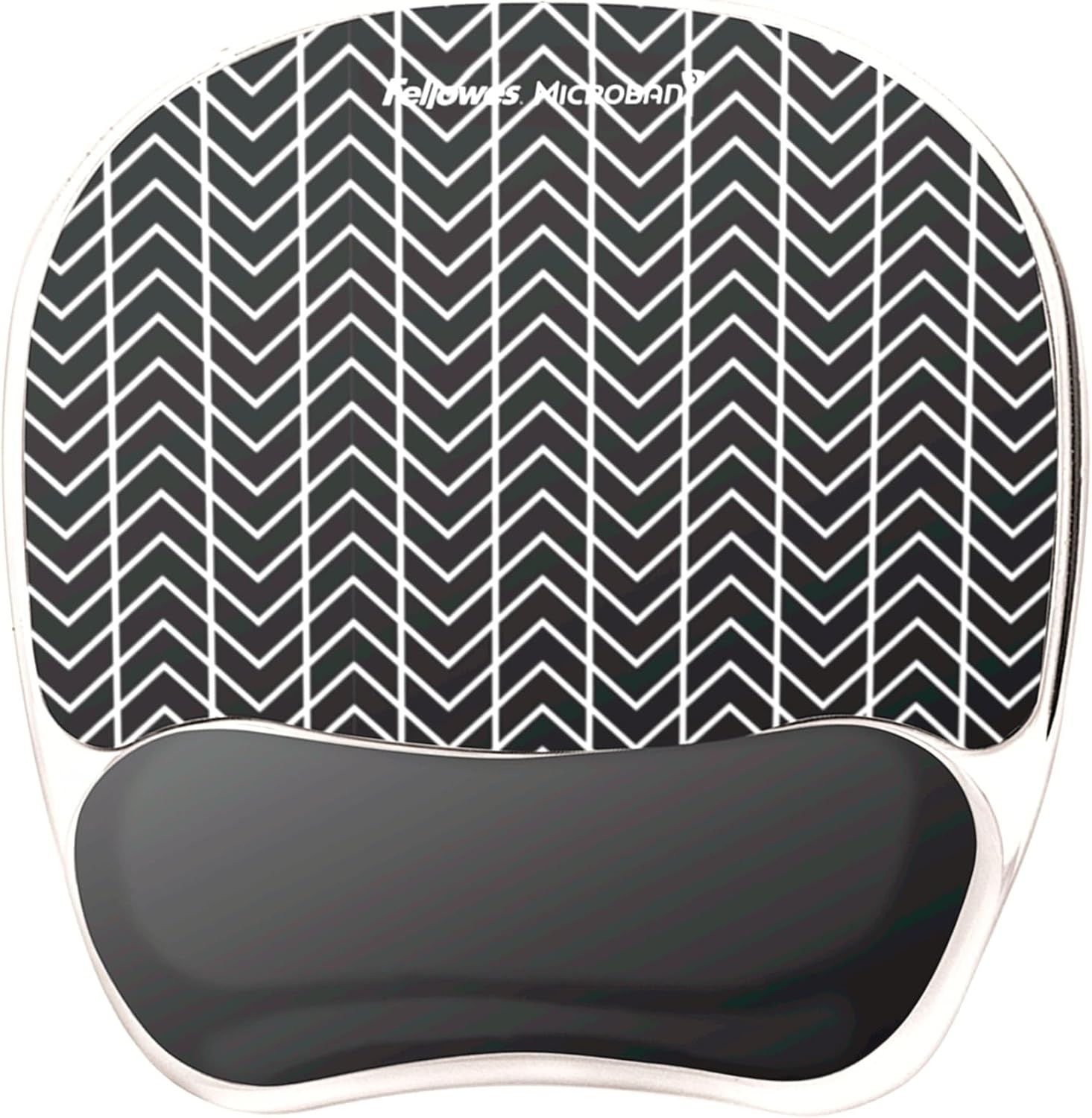 Fellowes Photo Gel Mouse Pad Wrist Rest with MICROBAN - Black Chevron (9549901)
