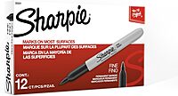 Sharpie Permanent Markers, Fine Tip, Black, 12 Count - For Classroom, Office, & Home, Quick Drying, Fade Resistant, For Wood, Plastic, Paper, Metal, And More, Ideal for Posters, Drawing, Coloring