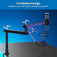 Mount-It! Mic Arm, Microphone Boom Arm, Adjustable Full Motion Mic Desk Mount, for Streaming, Gaming - to 27.8", Black