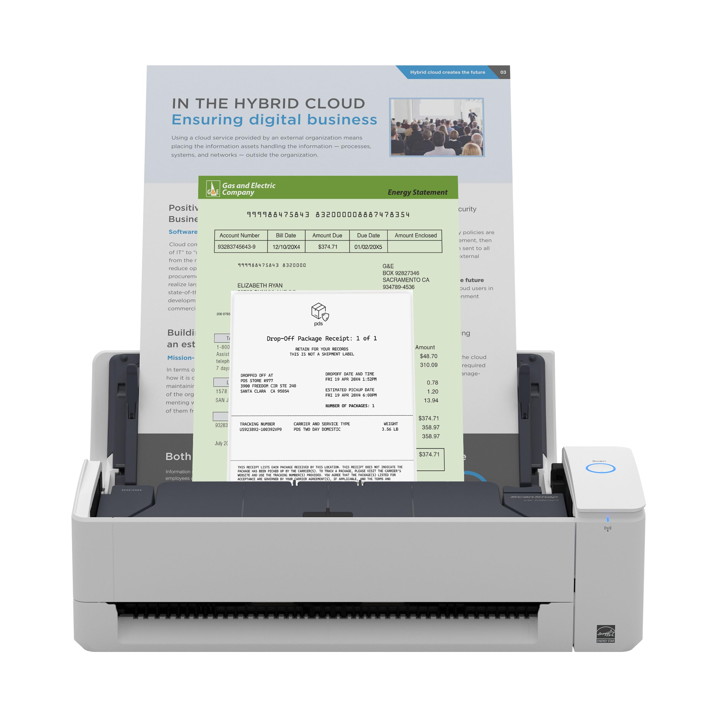 ScanSnap iX1300 Compact Wireless or USB Double-Sided Color Document, Photo & Receipt Scanner with Auto Document - Mac or PC
