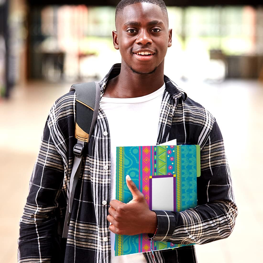 Barker Creek Designer File Folders, Bohemian, Multi-Design, Playful Patterns on Outside, Solid Colors on Inside, Letter Size