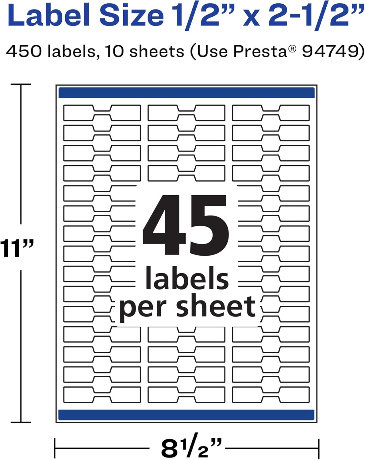 Avery Durable Waterproof Barbell Labels, Sure Feed Technology, 0.5" x 2.5"