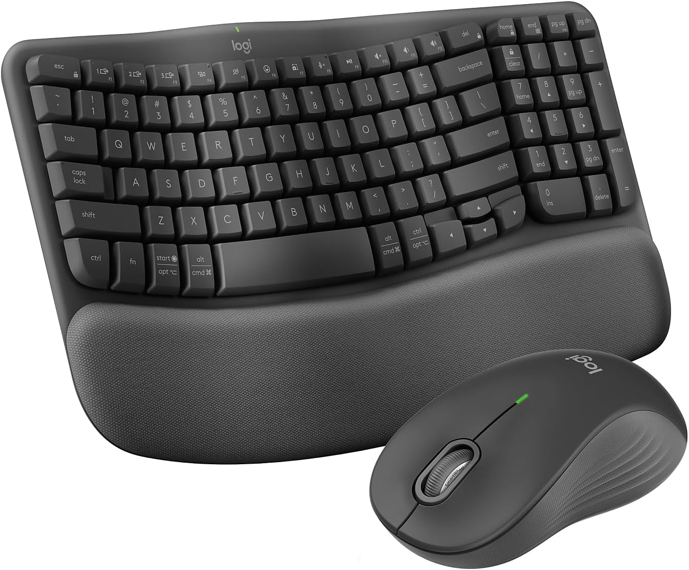 Logitech Wave Keys MK670 Wireless Ergonomic Keyboard And Signature M550 L Wireless Mouse Combo, Graphite, 920-012059
