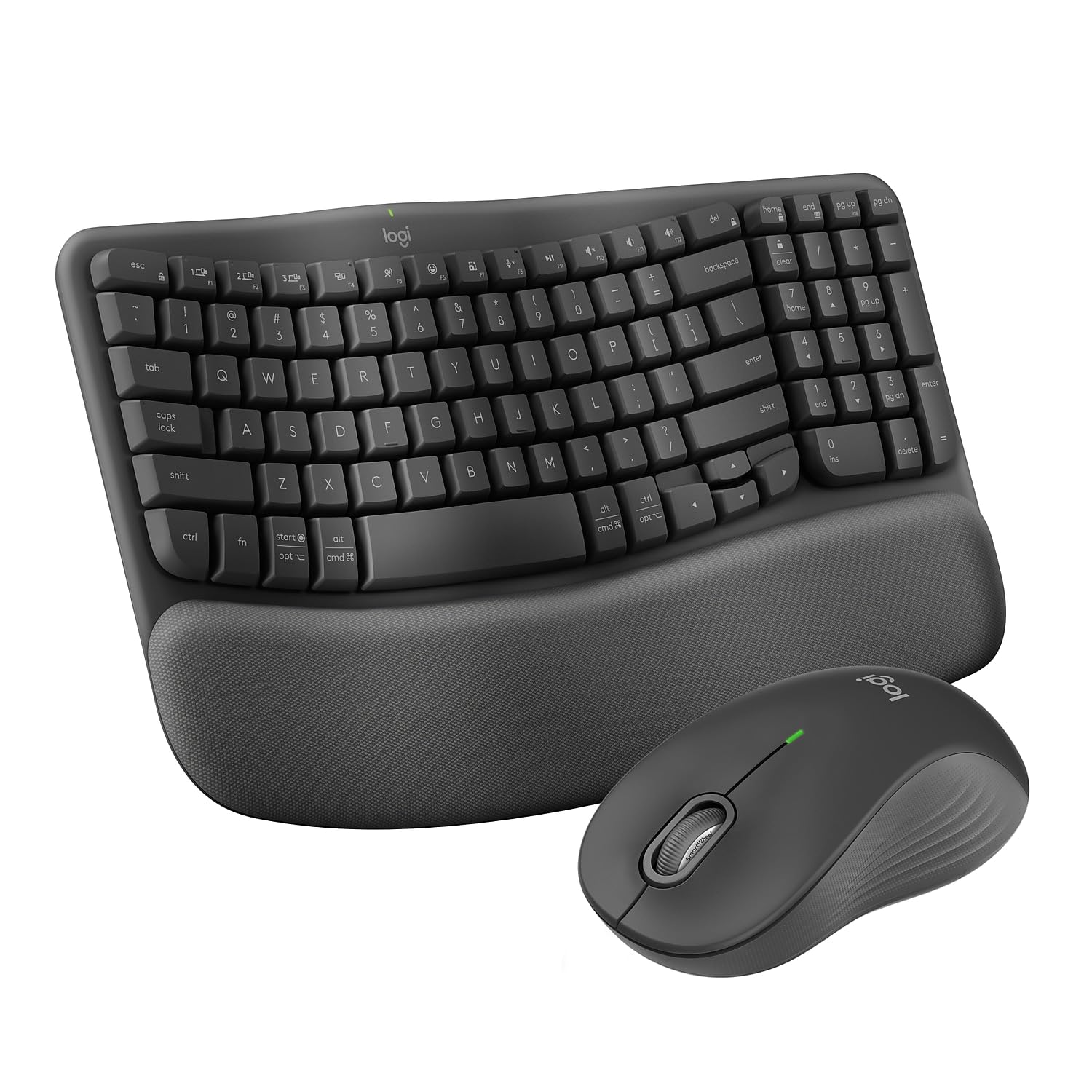 Logitech Wave Keys MK670 Wireless Ergonomic Keyboard And Signature M550 L Wireless Mouse Combo, Graphite, 920-012059